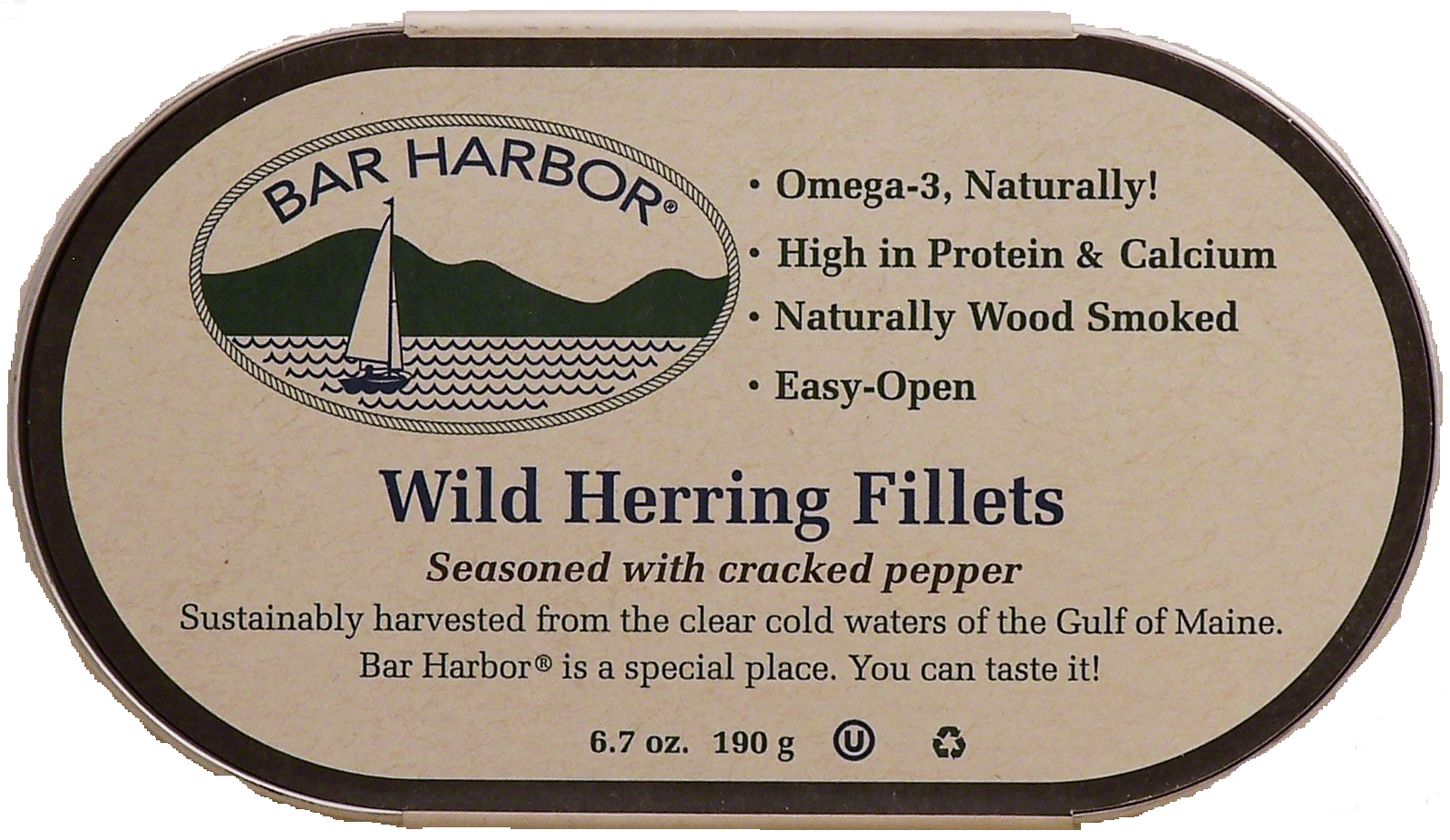 Bar Harbor  wild herring fillets seasoned with cracked pepper, sustainably harvested from maine, ready to serve Full-Size Picture